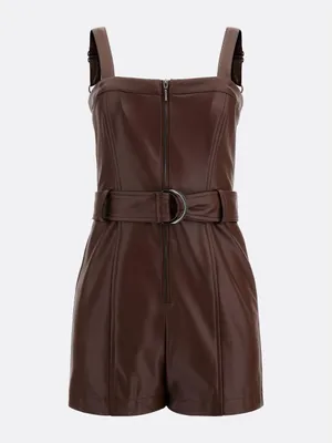 Zdjęcie produktu dla GUESS Damski kombinezon ze sztucznej skóry PAMELA rozmiar L, brązowy, stylowy i odważny