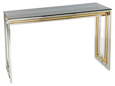 Image de Table console moderne en métal et verre gris