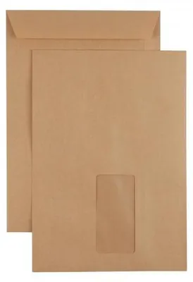Produktbild von Kaenguruh B5 Versandtasche, Natron / Recycling braun 90g, nassklebend, mit Fenster