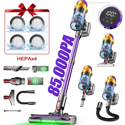 Produktbild von Hiazurm Akku Staubsauger, 85000Pa Staubsauger kabellos mit Touchscreen, HEPAx4, 80Min, Schlauchbürste, Staubsauger, 2L, Anti-Tangle-Staubsauger