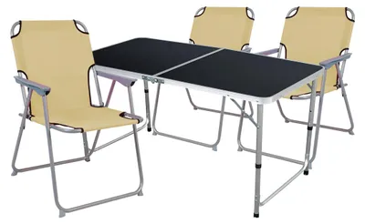 Image de set de meubles de camping 4 pièces Black Alu 120x60x58/70cm beige