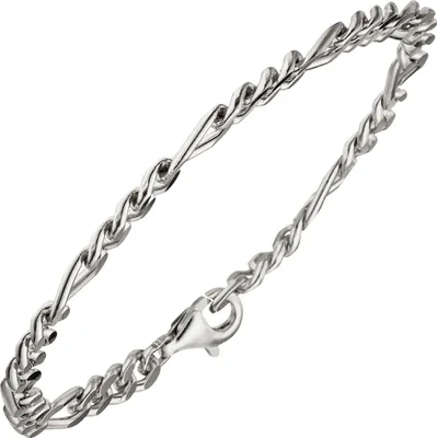 Produktbild von JOBO Figaroarmband 925 Sterling Silber diamantiert 21 cm Armband Silberarmband