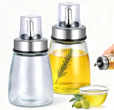 Imagen del producto de Dispensador de aceite de vidrio, 160 ml, juego de 2 unidades, ideal para actividades al aire libre