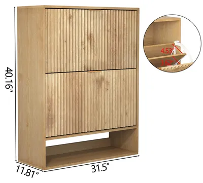 Zdjęcie produktu dla Schuhschrank Schuhkipper Flurschrank Braun/Holzoptik