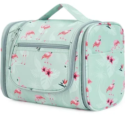 Produktbild von Große Waschtasche zum Aufhängen, Kulturbeutel Herren Damen, Blau Flamingo, 8,3 Liter