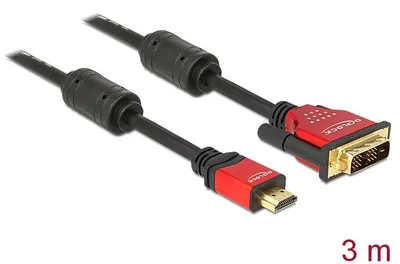 Produktbild von Delock High Speed HDMI Kabel, HDMI A Stecker > DVI Stecker 3 m