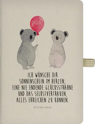 Produktbild von Mr. & Mrs. Panda Kladde Koala Luftballon - Transparent - Geschenk, Party, Journal, Geburtstag, notizbuch, Reisetagebuch, Schreibheft, Skizzenbuch
