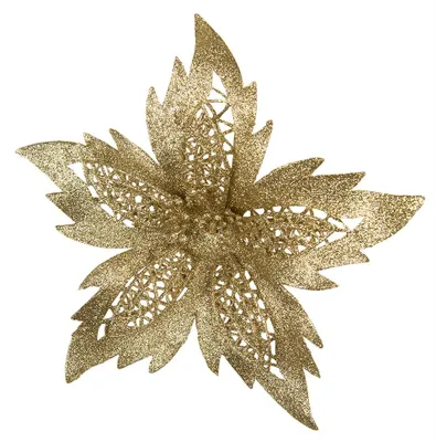 Obrázok produktu pre Clayre & Eef Umelý kvet Poinsettia Ø 23x5 cm Zlatý plast