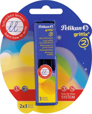 Immagine prodotto di Pelikan 960492 griffix® 6 mina per matita, 2 mm HB nero blister 2x3 mina(P)