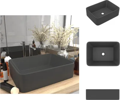 Immagine prodotto di vidaXL Lavabo grigio scuro opaco 41x30x12 cm in Vetroceramica - Lavabo da bagno