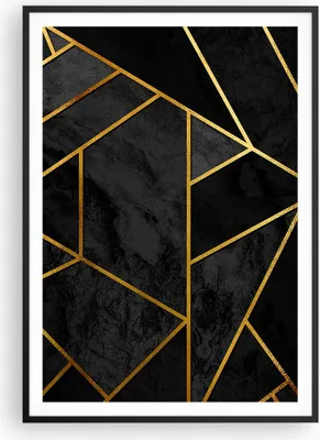 Produktbild von Gerahmtes Poster - Schwarzer Rahmen - Abstraktion Gold Schwarz - 70x100 cm - Wand Bild - Wanddeko - Wandbilder - Wandposter - Bilderrahmen - Bilder - Kunstdruck - Wandbild - P2BPA70x100-4358