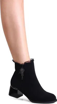 Produktbild von topschuhe24 2945 Damen Velours Stiefeletten Ankle Boots Glitzer  , Farbe:Schwarz, Größe:36 EU