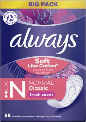 Immagine prodotto di 4x Always Slipeinlagen Dailies Normal Classic Soft Like Cotone Fresh 58 Stück