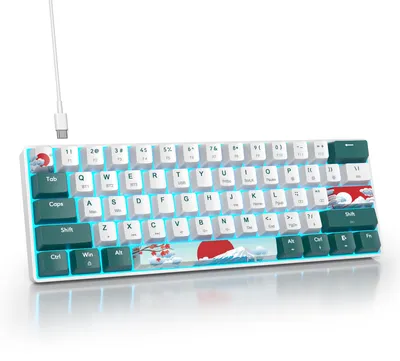Obrázok produktu pre Herná klávesnica, 60%, bezdrôtová, mechanická, s RGB podsvietením, rozloženie kláves QWERTY (americké)