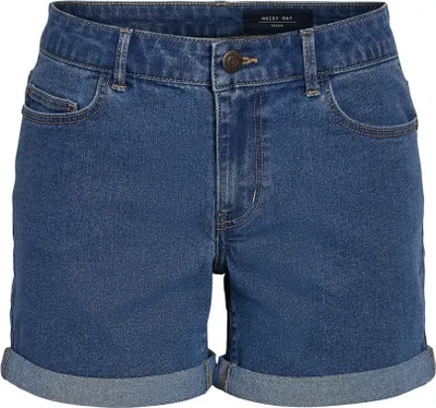Produktbild von NOISY MAY Mid Waist Jeansshorts Slim Fit Denim Reißverschluss Umschlag Größe: S