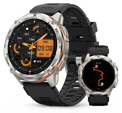Produktbild von KOSPET TANK T3 Ultra 2 GPS Smartwatch Herren,Edelstahl Gehäuse, 5ATM Wasserdicht, 60+Tage Akkulaufzeit, Bluetooth anrufen，Fitnessuhr mit 1,43" AMOLED