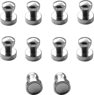 Produktbild von 10er Set Magnet Pins N52 Neodym | Kegelmagnet Magnetpins Edelstahl | Kegelpin Supermagnet | Ultrastarke Kühlschrankmagnete