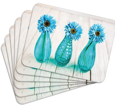 Produktbild von MG Design Set aus 6 Kork-Platzsets - Flower 14 - 30 x 40 cm - hitzebeständig & abwischbar, mit Korkrückseite