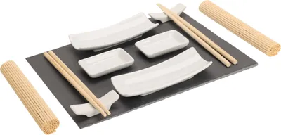 Zdjęcie produktu dla Zestaw do sushi ZenStyle 11 sztuk - porcelana, bambus, opakowanie upominkowe