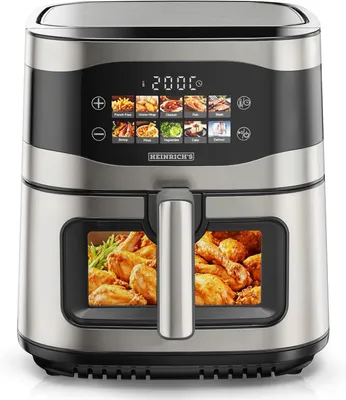 Immagine prodotto di Heinrich's XXL Hot Air Fryer 9L, friggitrice ad aria da 1800W, programmi 10in1, display LED touch, preparazione a basso contenuto di grassi, lavabile in lavastoviglie