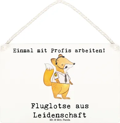 Produktbild von Mr. & Mrs. Panda Schild Fluglotse Leidenschaft DIN A6 - Weiß - Geschenk, Spruch, Wandbild Holz, Türschild, Lustig, wandtafel, Ausbildung, Holzschild, Beruf, holzbild