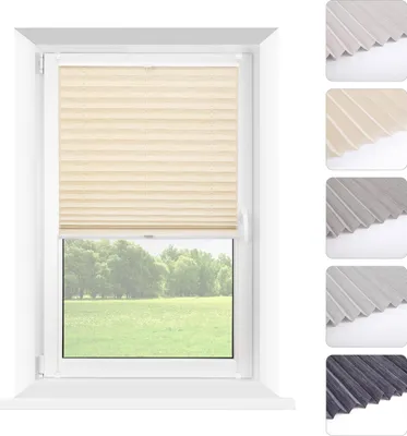 Produktbild von Mardom | Plissee - Ohne Bohren - 105 x 120 cm B/H - Beige - Klemmfix - Halbtransparent - Halbverdunkelnde mit Melange Muster - Sichtschutz