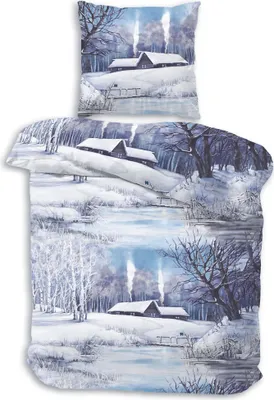 Produktbild von Dobnig Bettwäsche Flanell - Winterlandschaft 155 x 220 cm Winterlandschaft, blau