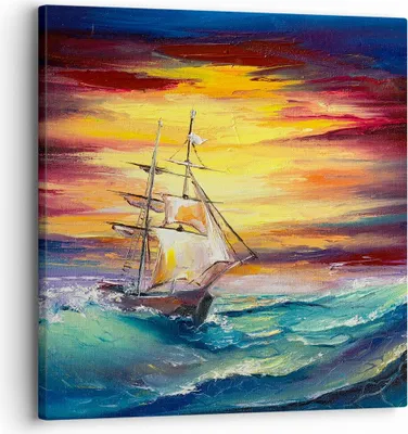 Produktbild von Bild auf Leinwand - Leinwandbild - Meer Welle Boot - 30x30cm - Wand Bild - Wanddeko - Wandbilder - Leinwanddruck - Bilder - Kunstdruck - Wanddekoration - Leinwand bilder - Wandkunst - AC30x30-3460
