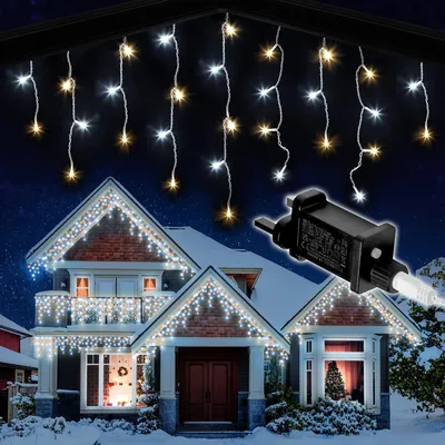 Eiszapfen-Lichterkette 360 LED 10 m Warmweiß/Kaltweiß Timer