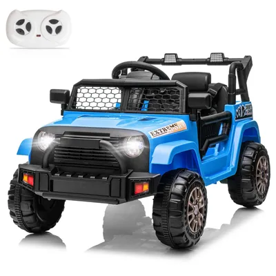 Produktbild von Elektrischer Aufsitz-Jeep für Kinder, mit Fernbedienung, Licht und Musik Blau