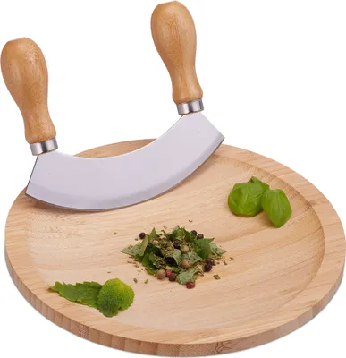 Produktbild von relaxdays Einschneidiges Wiegemesser mit Brett