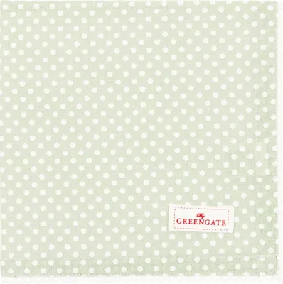 Produktbild von Greengate Stoffserviette mit Spitze DOTTY PALE GREEN Grün mit weißen Punkten