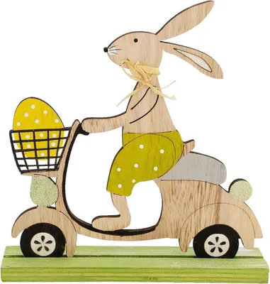Produktbild von Dekofigur Osterhase Hase auf Roller Holz 19x21 cm