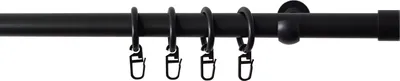 Produktbild von SN Deco Gardinenstange Kappe, 1-läufig, schwarz matt, 20 mm, 120 cm, inkl. Zubehör, Fixmaß