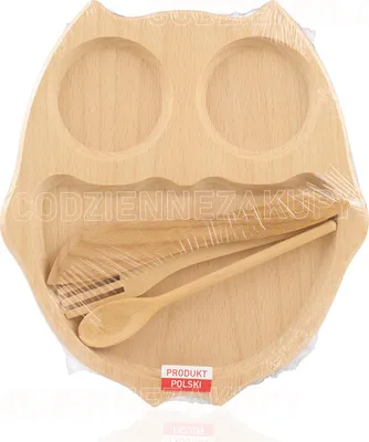 Immagine prodotto di Vassoio in legno con posate - Gufo