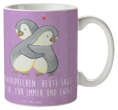 Produktbild von Mr. & Mrs. Panda Kaffeetasse Eheversprechen für immer - Lavendeltraum - Geschenk, Becher, Heirat, haferl, Heiraten, romantisches Versprechen, unvergesslich, Hochzeitstag