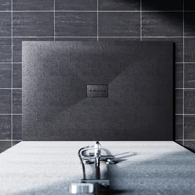 Produktbild von SUNXURY 100×140cm SMC Duschwannen Mit Ablaufgarnitur Antirutsch Rechteckig Duschtasse grau