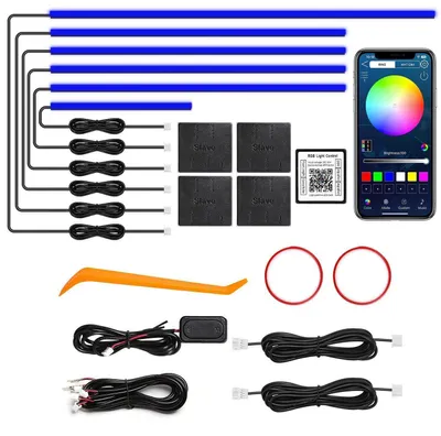 Immagine prodotto di Illuminazione ambientale a LED per auto, interni, acrilico, RGB, 6 colori, controllo tramite app, sincronizzazione con la musica, 175 pollici, 612 LED