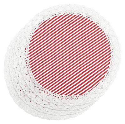 Runde Platzsets, 4er-Set, 30x30 cm, hitzebeständig, waschbar, rot