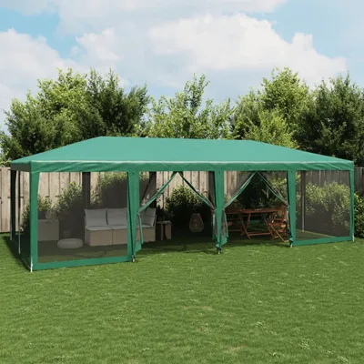 Produktbild von Möbel Partyzelt mit 12 Mesh-Seitenteilen Grün 8x4 m HDPE - Pavillons & Partyzelte 4010073