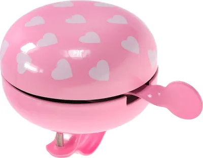 Produktbild von Fahrrad Retro Klingel Ding Dong Rosa mit weissen Herzen Cruiser D: 80 mm