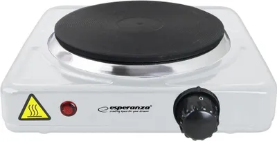 A studio shot of a white electric hot plate.