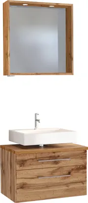 Produktbild von Unterbecken-Set Gästebad Waschplatz Badmöbel Handwaschplatz Bad "Davos I" Wotan Eiche