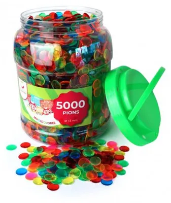 Image de Boite de 5000 pions de loto multicolores - jetons marquage - accessoire bingo - cartaloto