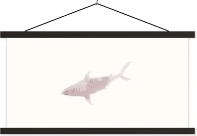 Produktbild von MuchoWow® Textilposter Tiere - Hai - Meer - Aquarell 120x60 cm mit schwarzem Rahmen - Dekoration Schlafzimmer