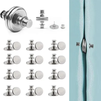 Productafbeelding van 24 zilverkleurige, magnetische gordijnsluitingen, roestvrij staal, duurzaam