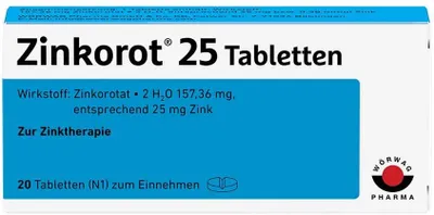 Produktbild von Nahrungsergänzungsmittel, Zinkorot 25mg, Zink, stärkt das Immunsystem und behandelt Akne, 20 Tabletten