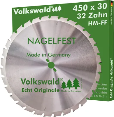Produktbild von Volkswald ® HM-Sägeblatt FF 450 x 30 mm Z= 32 Nagelfest Bauholz Brennholz Schalholz Wippsäge Tischkreissäge Brennholzsäge Kreissäge Schalholz-tafel