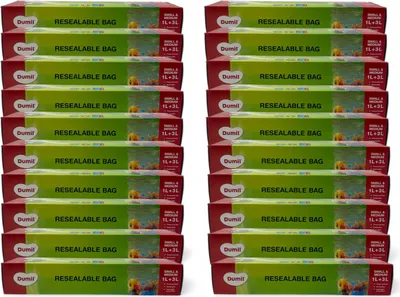 Produktbild von Wiederverschließbare Gefrierbeutel von Dumil – 25 Stück 1 Liter + 25 Stück 3 Liter – Vorteilspackung 20 Stück