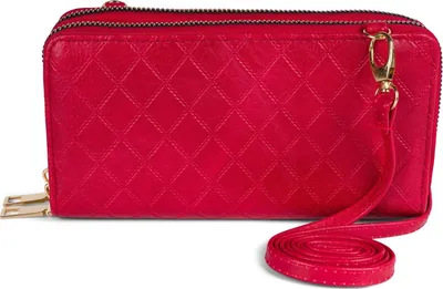 Produktbild von styleBREAKER Damen 2 in 1 Mini Bag Umhängetasche mit Rauten Prägung, Geldbörse, Handytasche, Schultertasche 02012379
